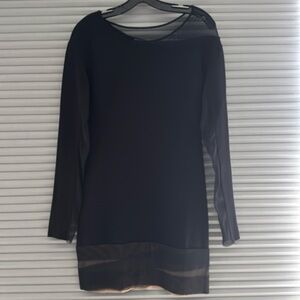 BCBGMaxAzria Black Mesh Accent Dress